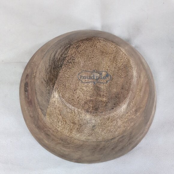 Mudpie Prayer Bowl Wood Wooden Brown Gold Cross Christian Catholic Boho MCM - Picture 4 of 9